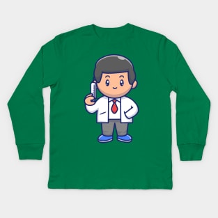 Cute Doctor Holding Injection Cartoon Kids Long Sleeve T-Shirt